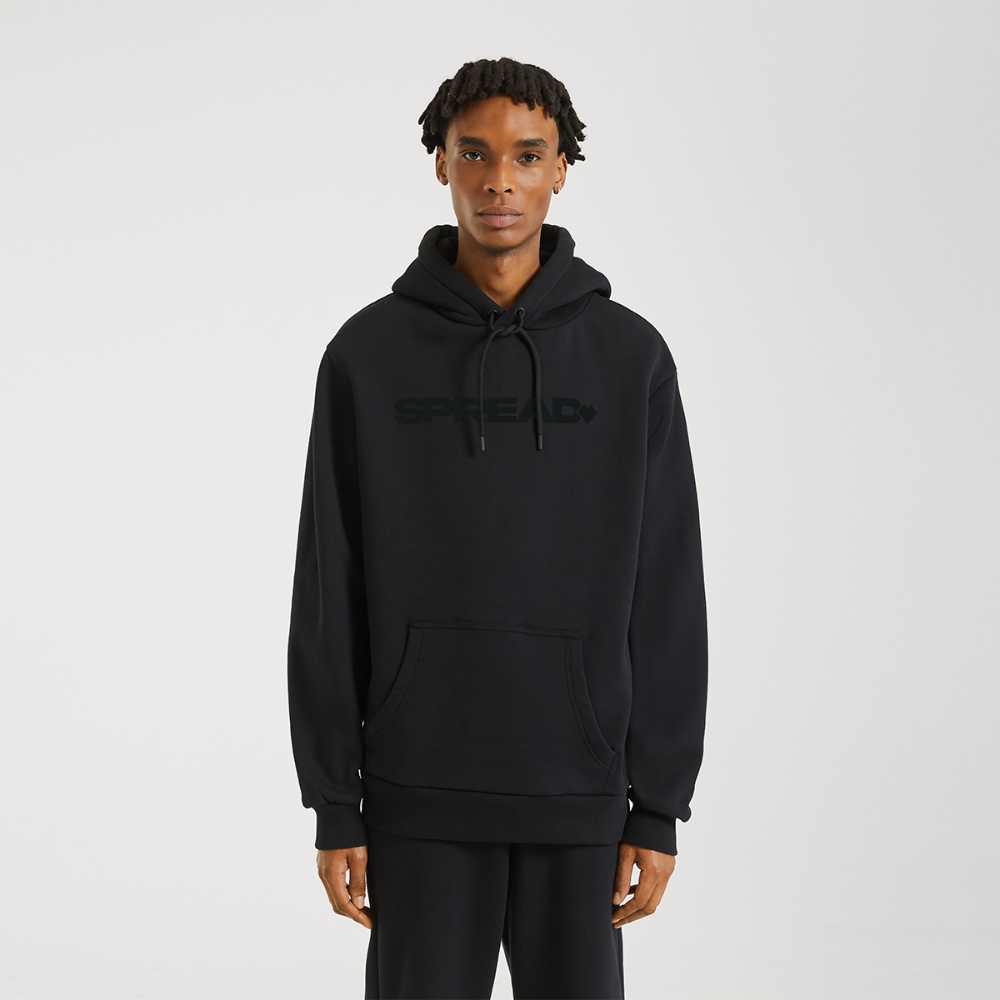 LOGO EMBROIDERY Relaxed Hoodie - SOLID BLACK