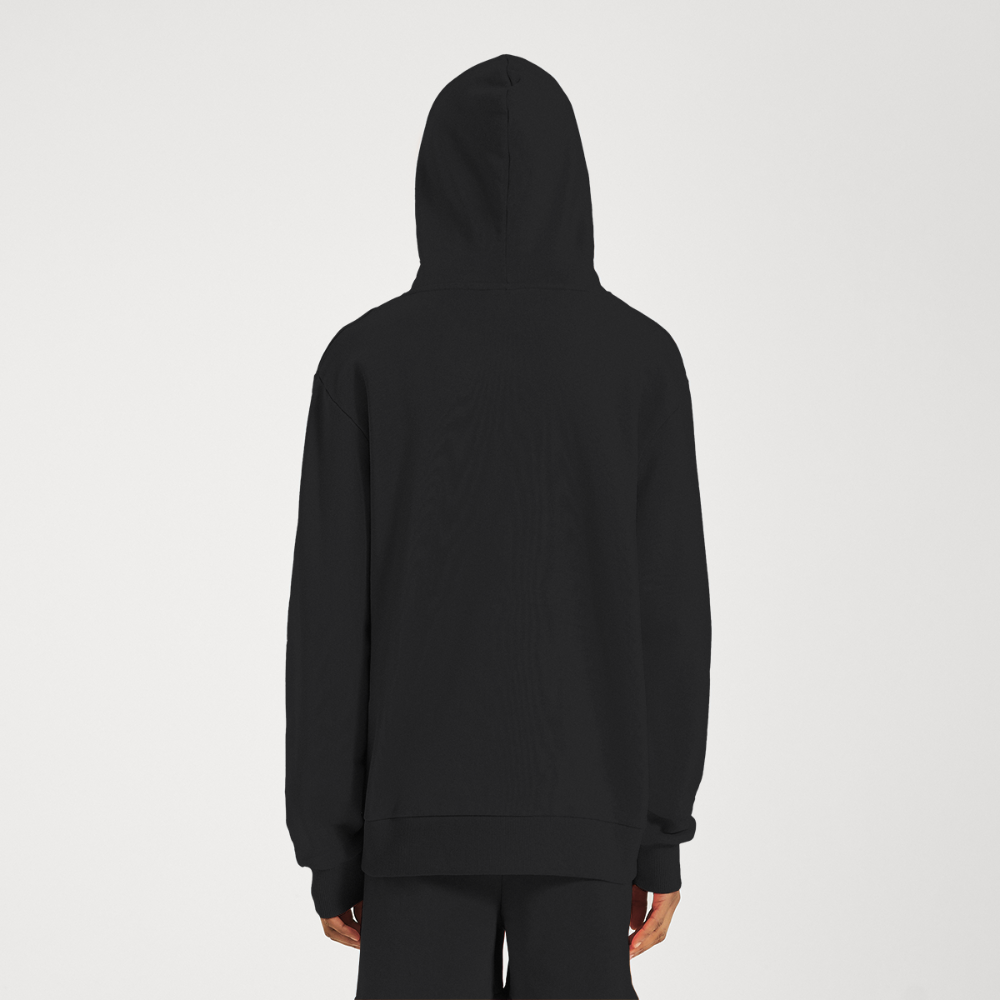 LOGO EMBROIDERY Relaxed Hoodie - SOLID BLACK