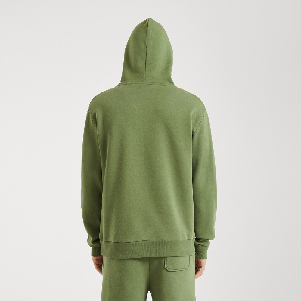 LOGO EMBROIDERY Relaxed Hoodie - MOSS GREEN