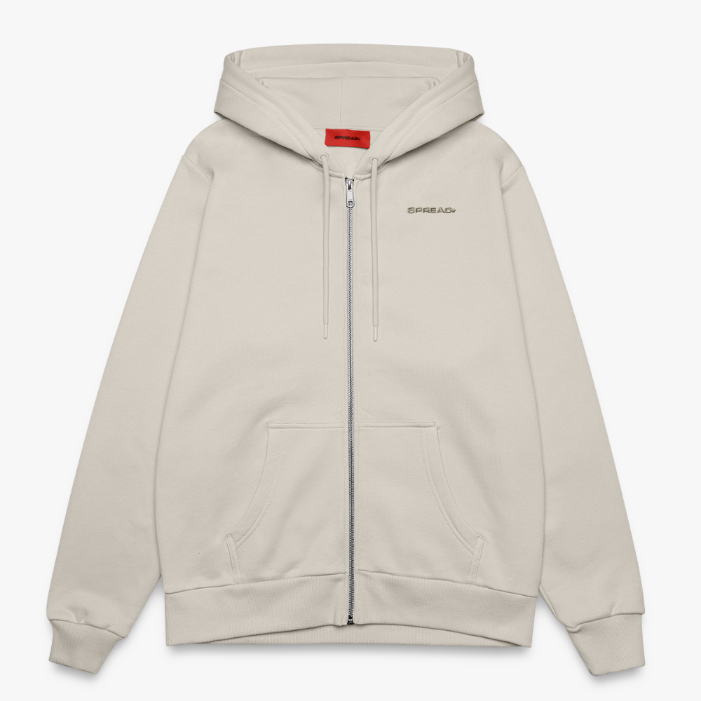 LOGO EMBROIDERY Zip Hoodie - WARM CLAY