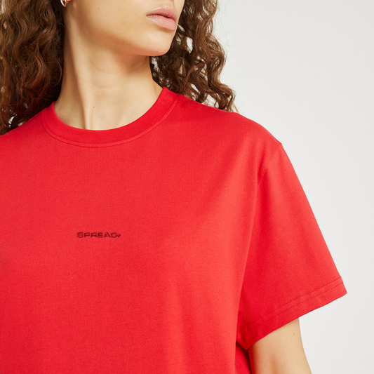LOGO EMBROIDERY T-Shirt - SPREAD RED