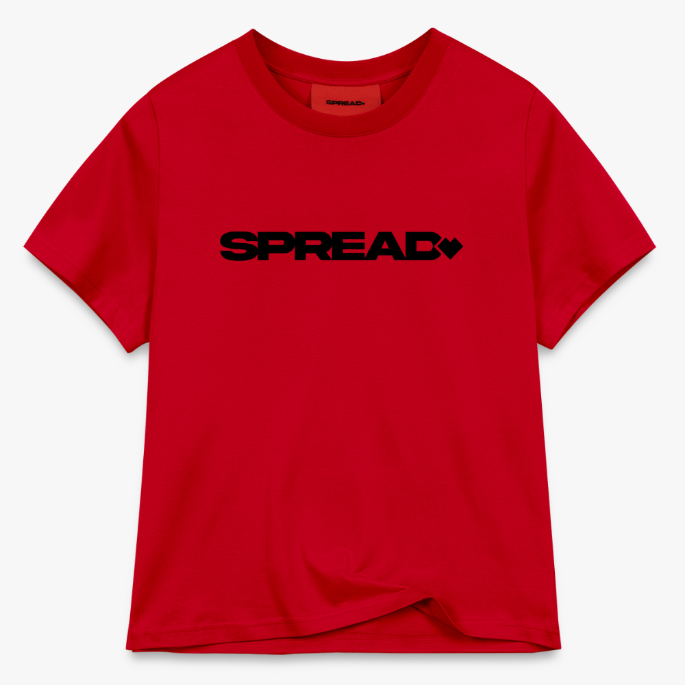 LOGO PRINT Fitted T-Shirt - SPREAD RED