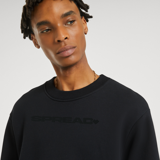 LOGO EMBROIDERY Crew Neck - SOLID BLACK