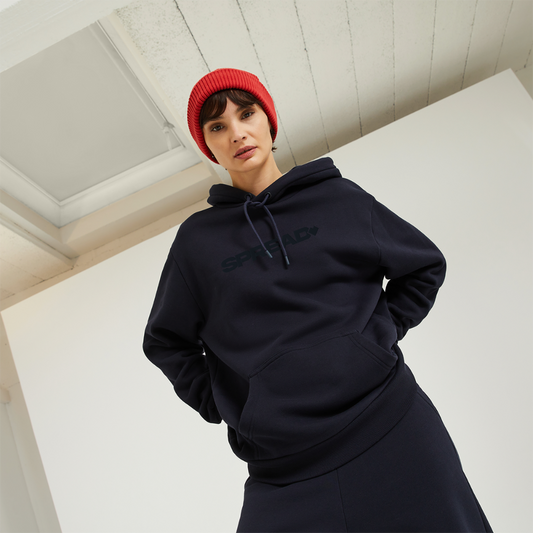 LOGO EMBROIDERY Relaxed Hoodie - DARK NAVY
