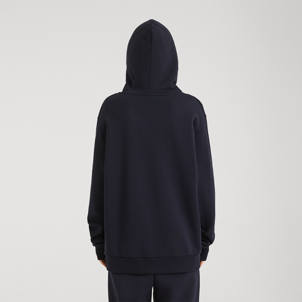 LOGO EMBROIDERY Relaxed Hoodie - DARK NAVY