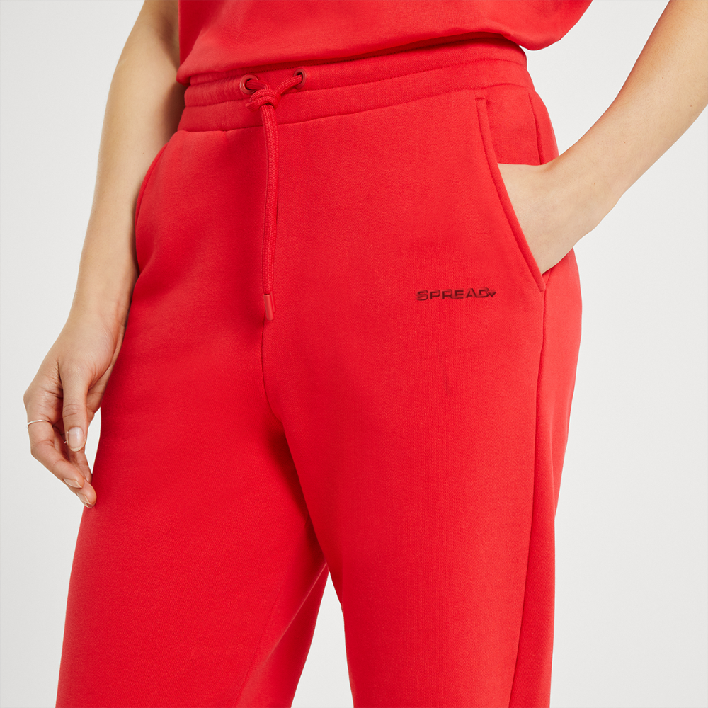 LOGO EMBROIDERY Sweatpants - SPREAD RED